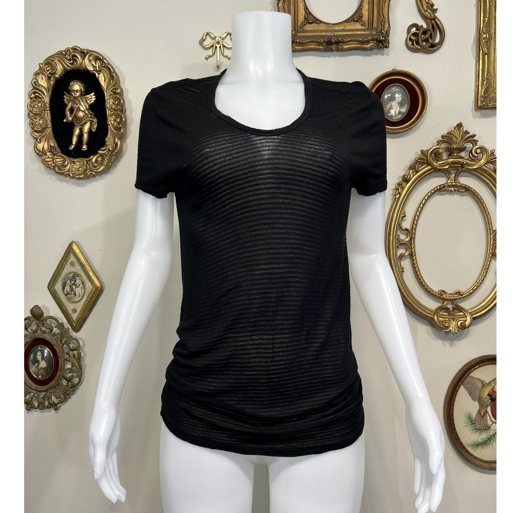 T by Alexander Wang Black Striped Knit Top Size S